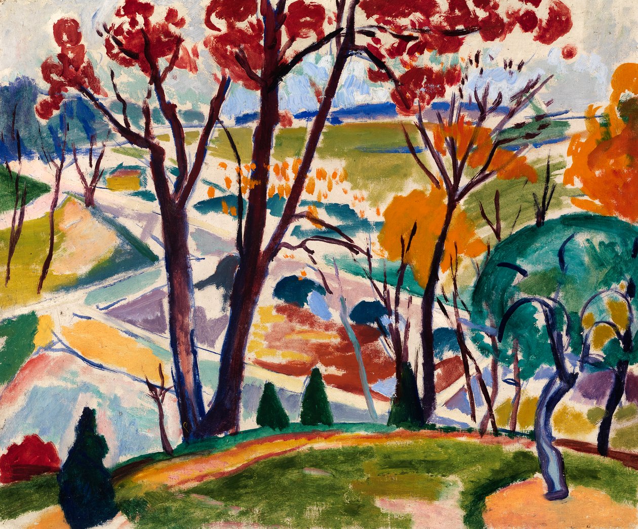 Maisema, silta, Huntingdon Valley, n. 1915-1916. tekijältä Henry Lyman Saÿen
