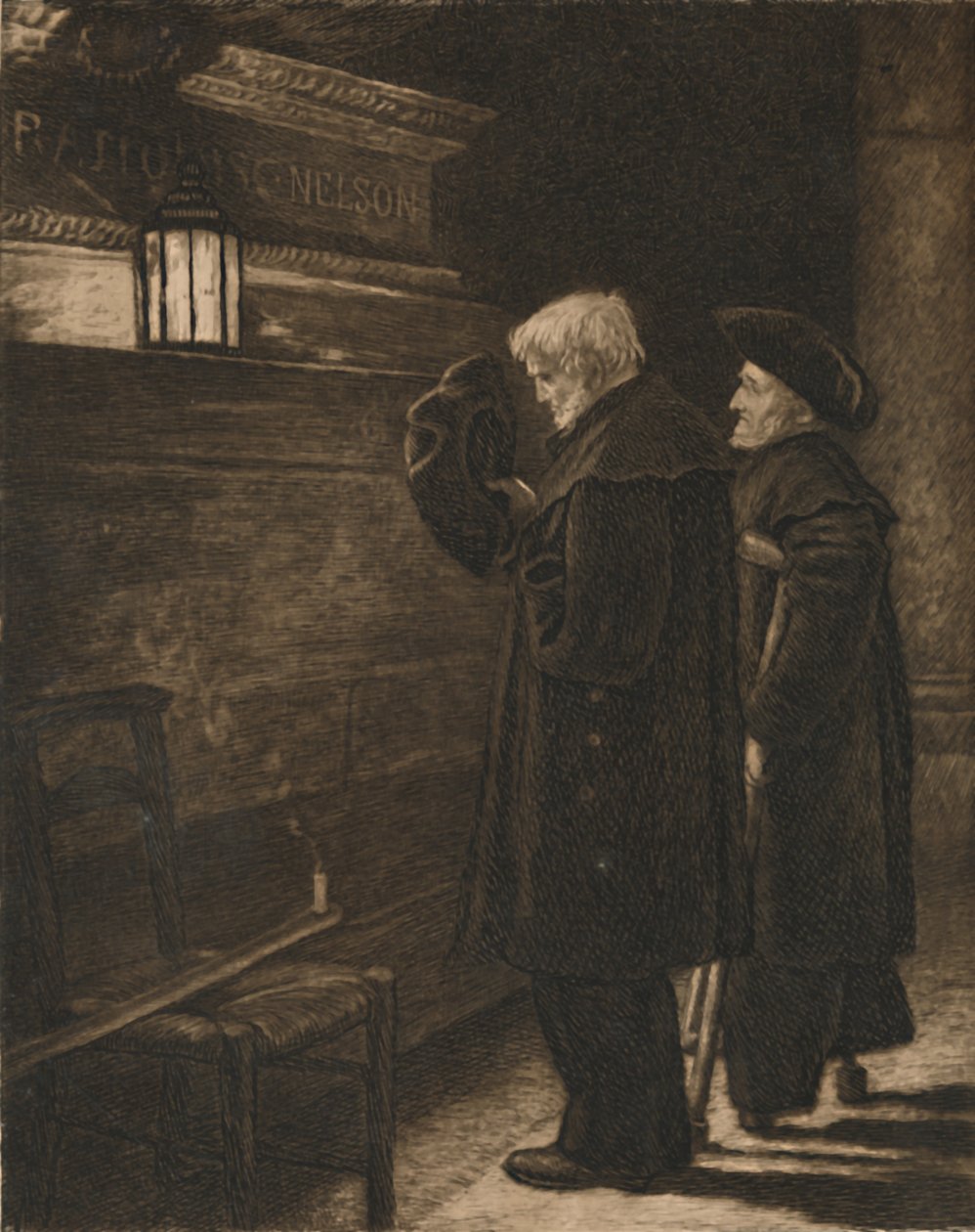 "Greenwich Pensioners at the Tomb of Nelson", c1868, 1896 tekijältä Henry Macbeth Raeburn