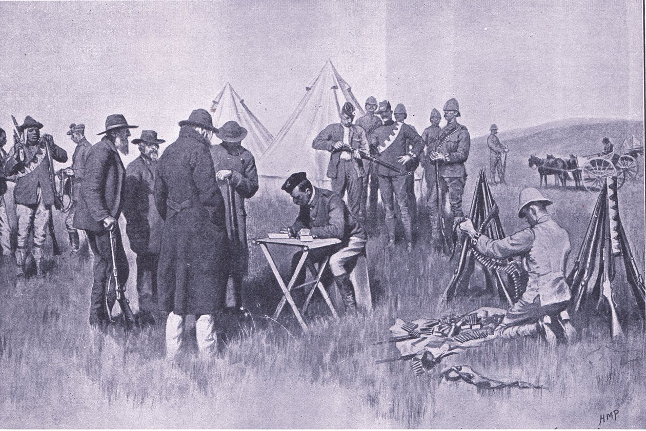 Puolueettomuuden valan vannominen, kuvitus elokuvasta After Pretoria: The Guerilla War, 1902 tekijältä Henry Marriott Paget