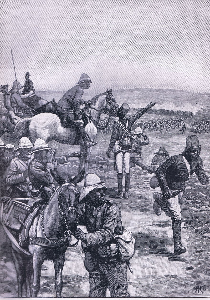 Omdurmanin taistelu: MacDonalds-prikaati torjumassa dervishien hyökkäystä, kuva Cassells History of Englandista, 1900-luku tekijältä Henry Marriott Paget