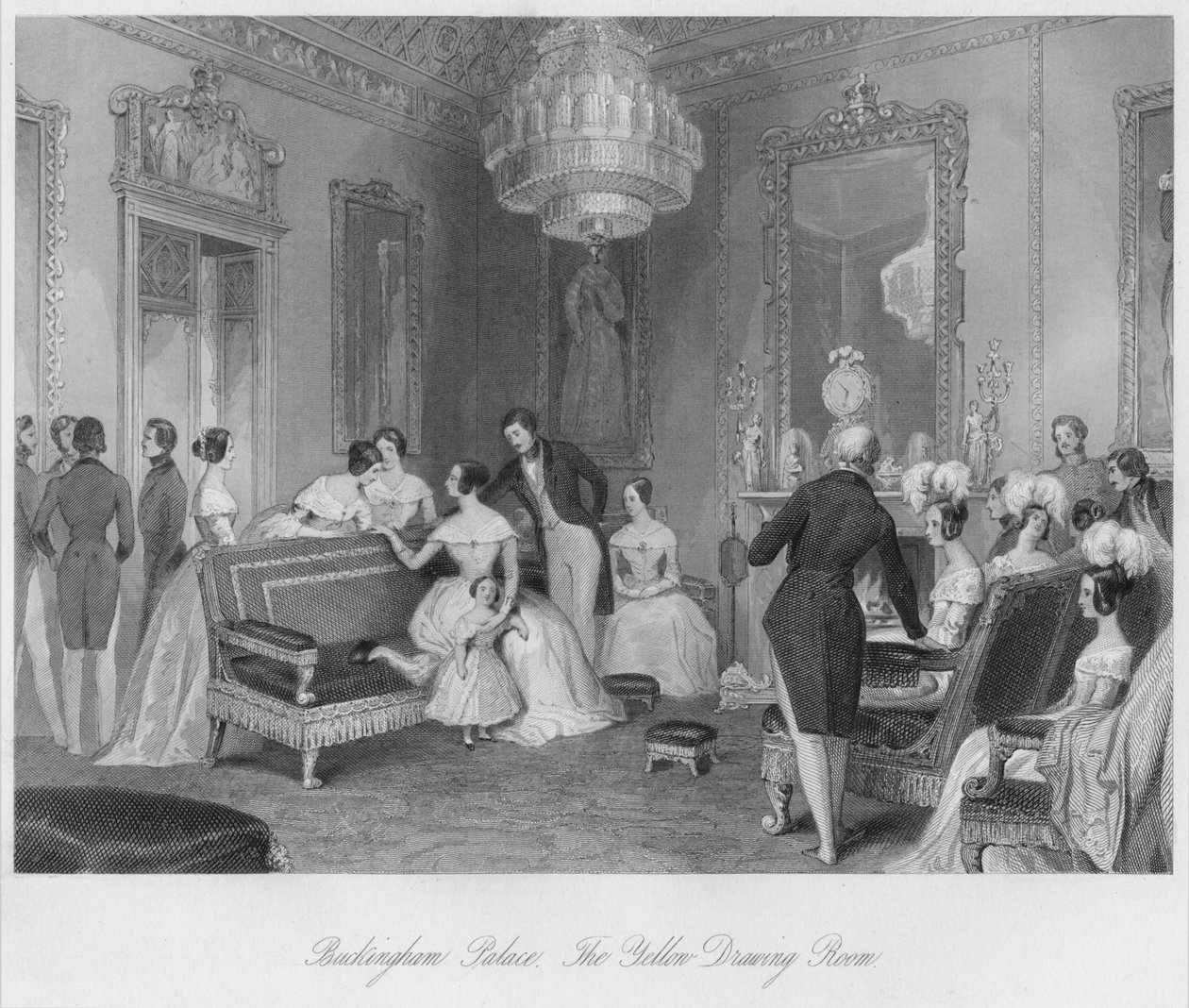 Buckinghamin palatsi. Keltainen salonki, c1841 tekijältä Henry Melville