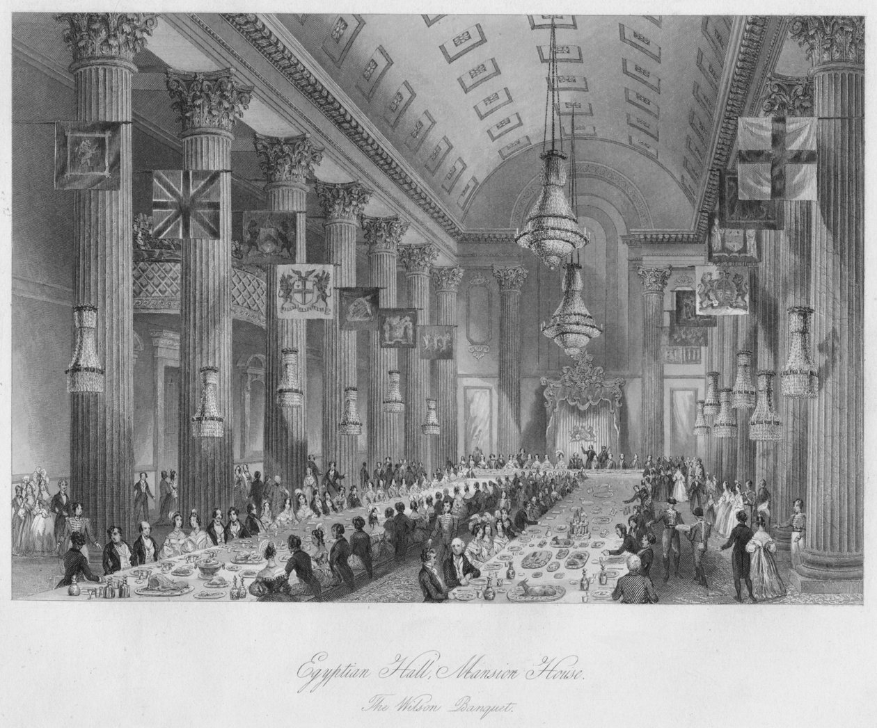 Egyptian Hall, Mansion House: The Wilson Banquet, c1841 tekijältä Henry Melville