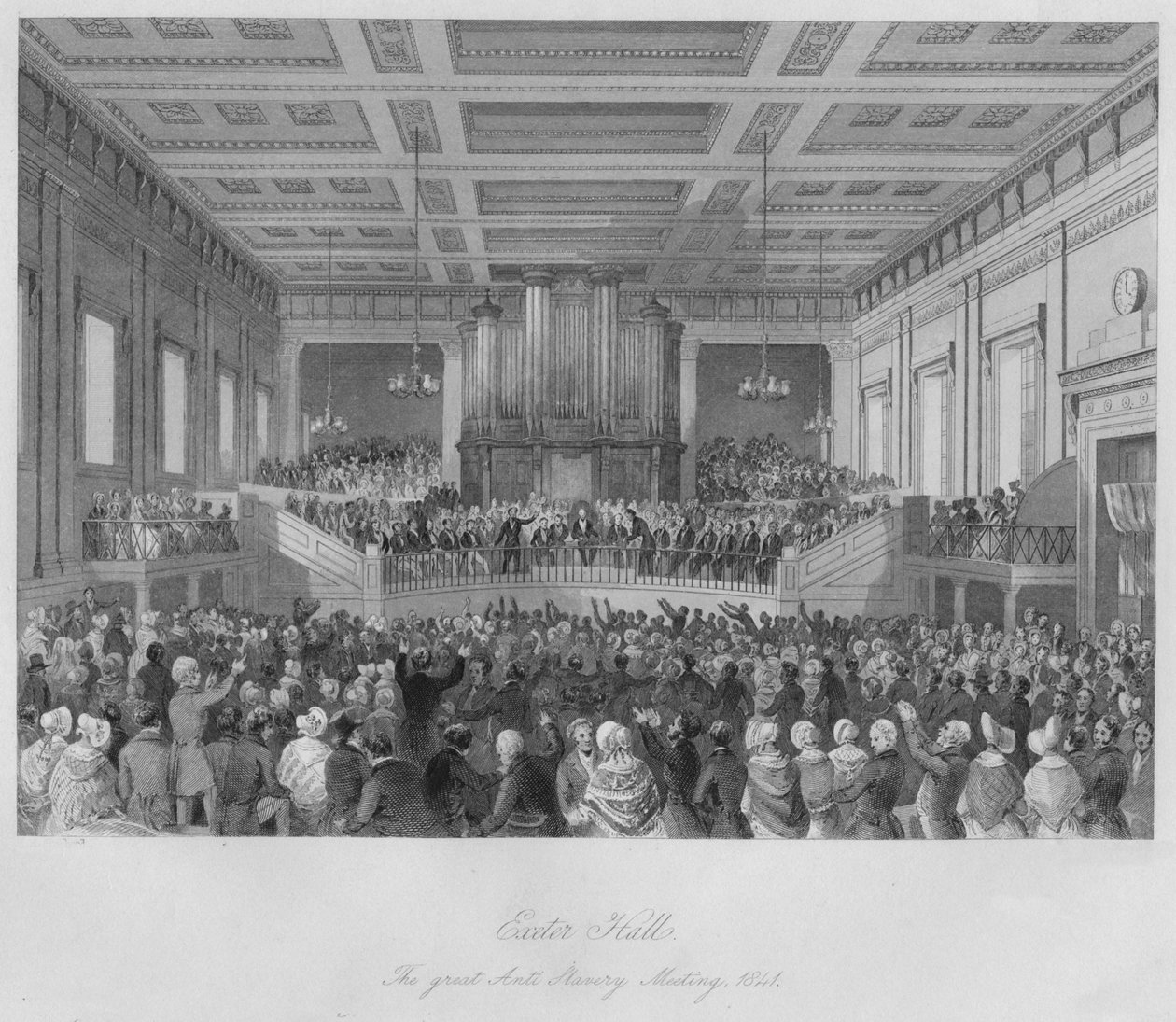 Exeter Hall. Suuri orjuuden vastainen kokous, 1841, c1841 tekijältä Henry Melville