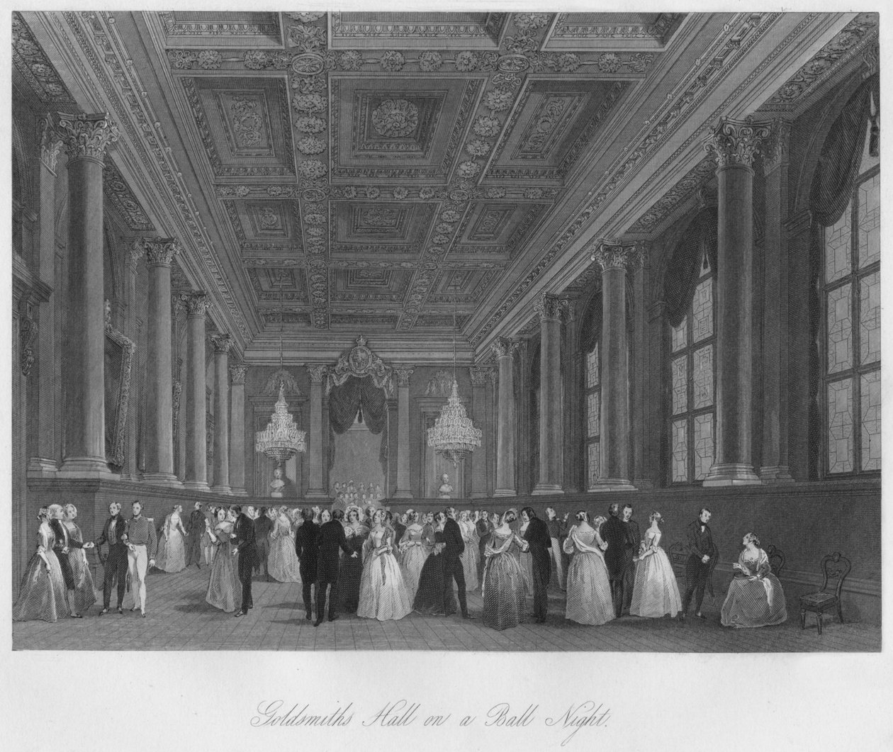 Goldsmiths Hall on Ball Night, c1841 tekijältä Henry Melville