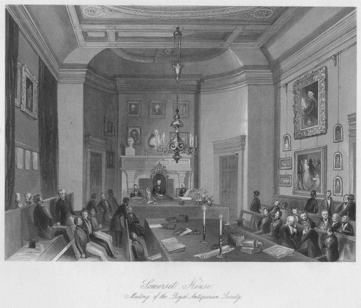 Somersetin talo. Royal Antiquarian Societyn kokous, n. 1841 tekijältä Henry Melville