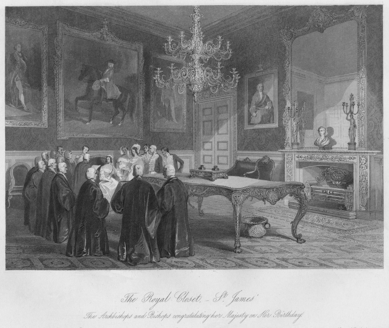 Kuninkaallinen vaatekaappi. - St. Jamess. Arkkipiispat ja piispat onnittelevat hänen Majesteettiaan hänen syntymästään tekijältä Henry Melville