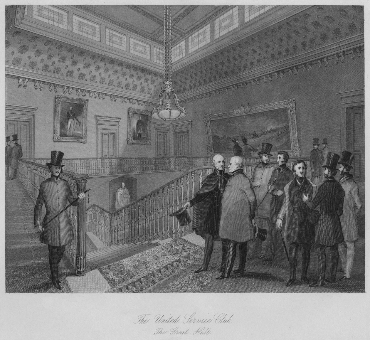 United Service Club. Suuri sali, vuodelta 1841 tekijältä Henry Melville