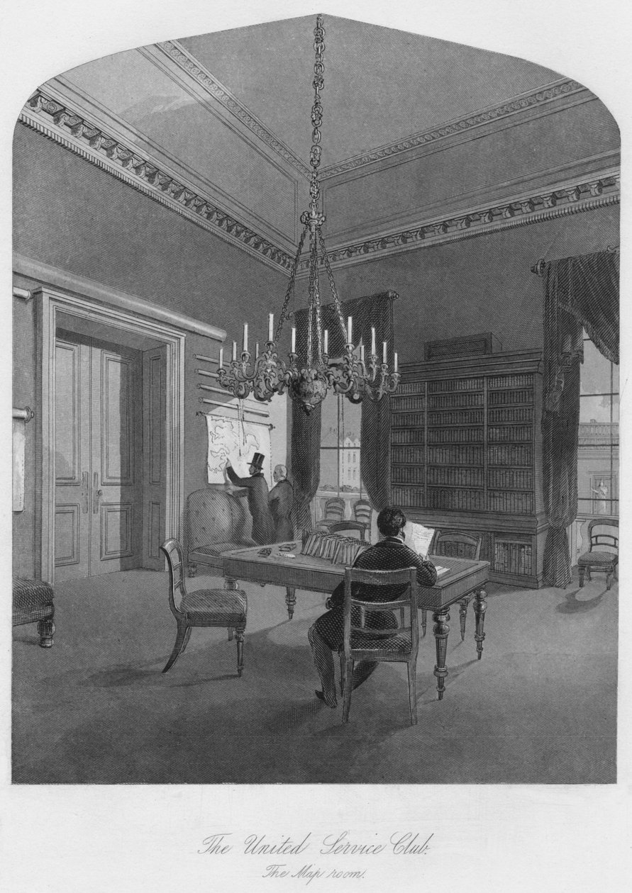 United Service Club. Karttahuone, c1841 tekijältä Henry Melville