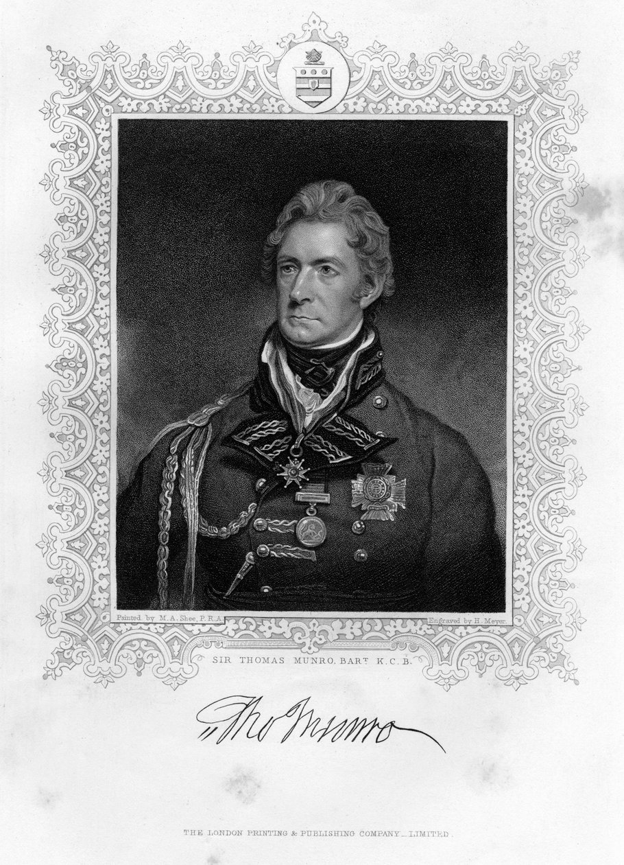 Sir Thomas Munro 1761-1827, skotlantilainen sotilas ja valtiomies, 1800-luku. tekijältä Henry Meyer