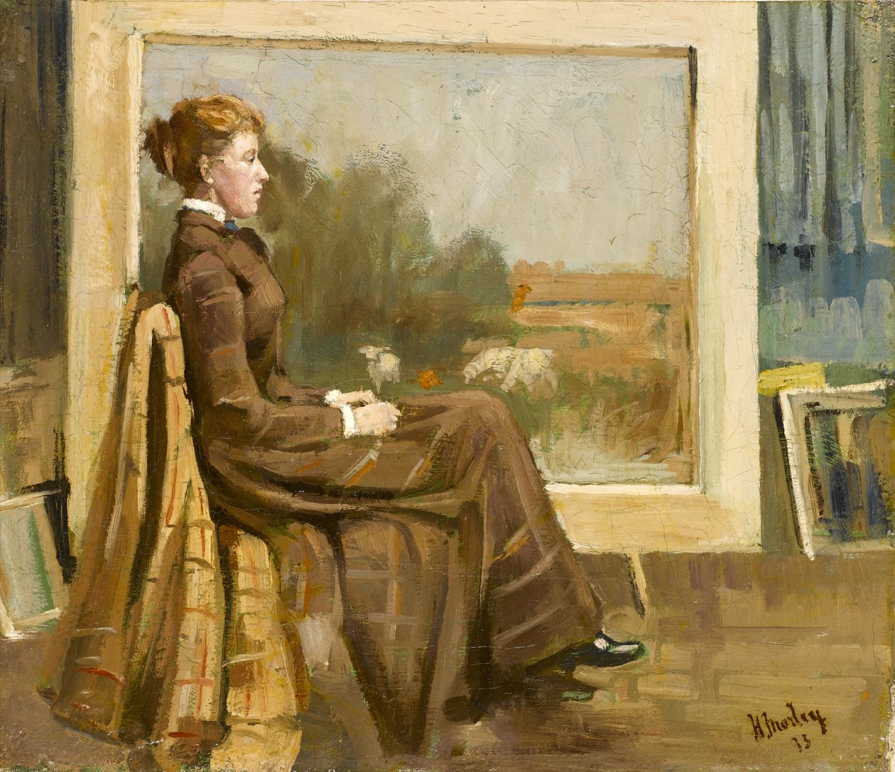 Naisen muotokuva, istuu taiteilijan tuleva vaimo, 1893 tekijältä Henry Morley