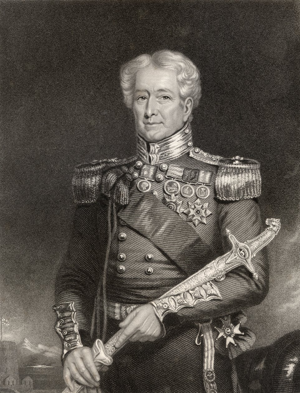 Sir Robert Henry Sale, kaiverrettu F. Holl, "The National Portrait Gallery, Volume III", julkaistu noin 1820 tekijältä Henry Moseley