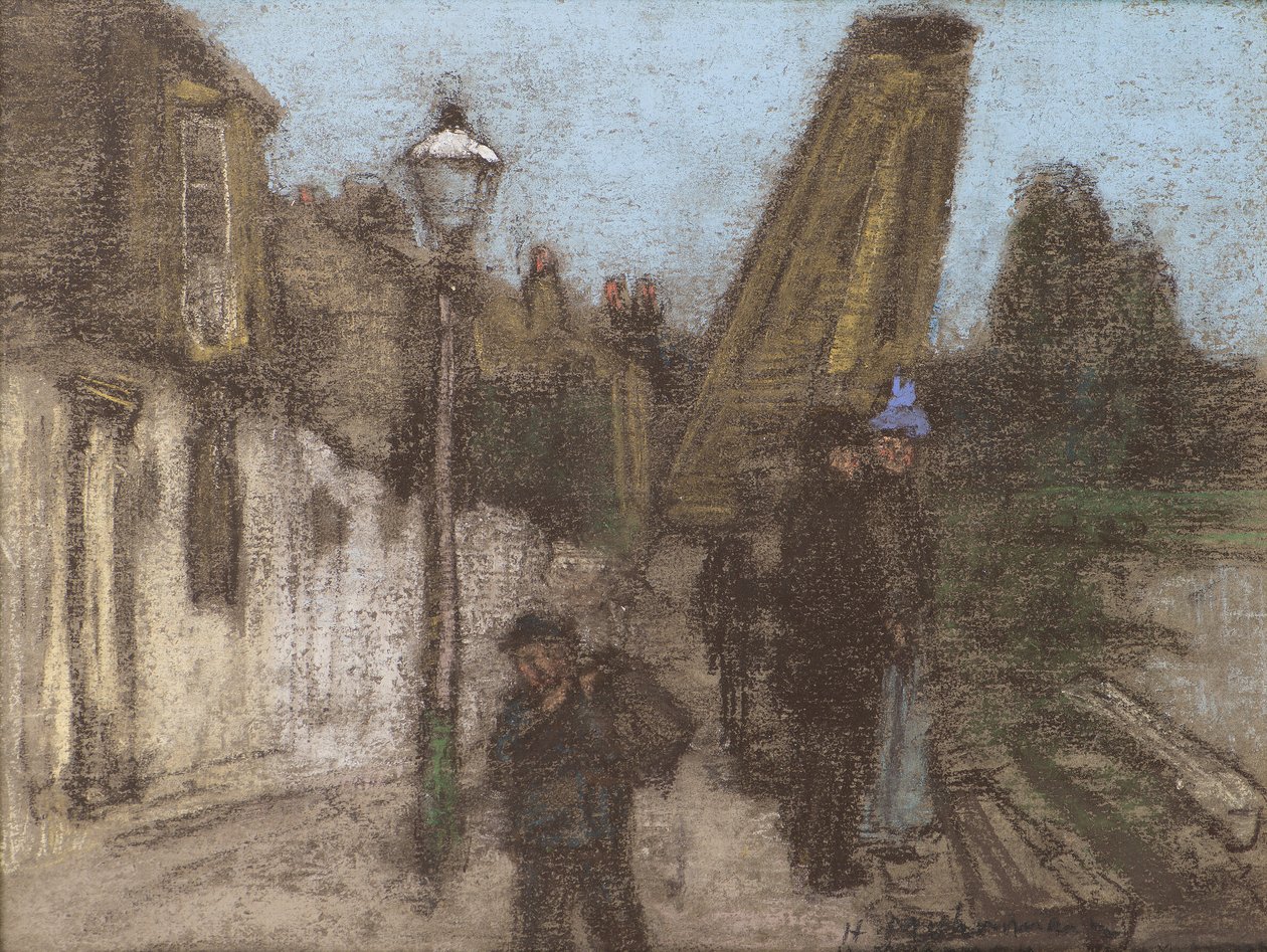 Talo Thamesin rannalla (pastelli) tekijältä Henry Muhrmann