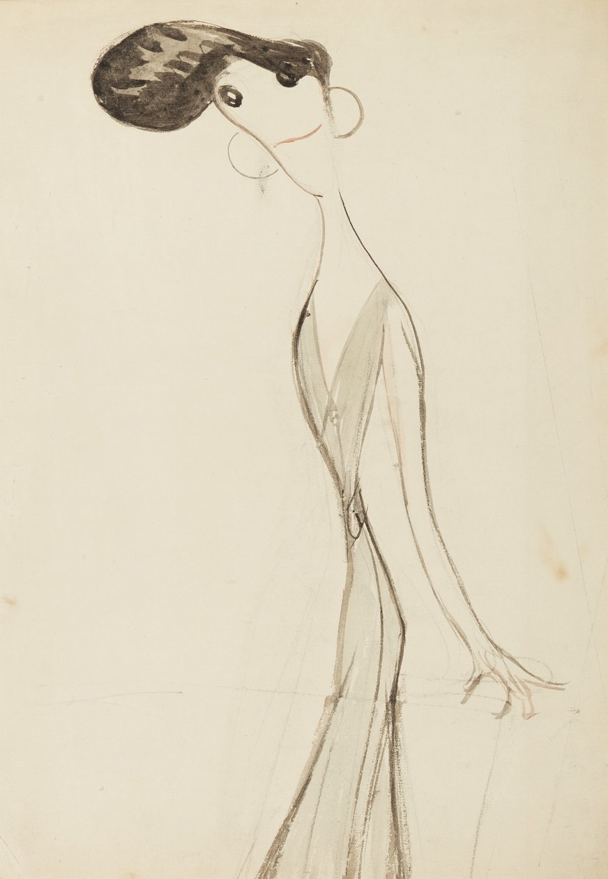Irene Vanbrugh, tutkimus sarjaan Musiikkisalin näyttämön tähdet, noin 1908 (wc paperille). tekijältä Henry Ospovat