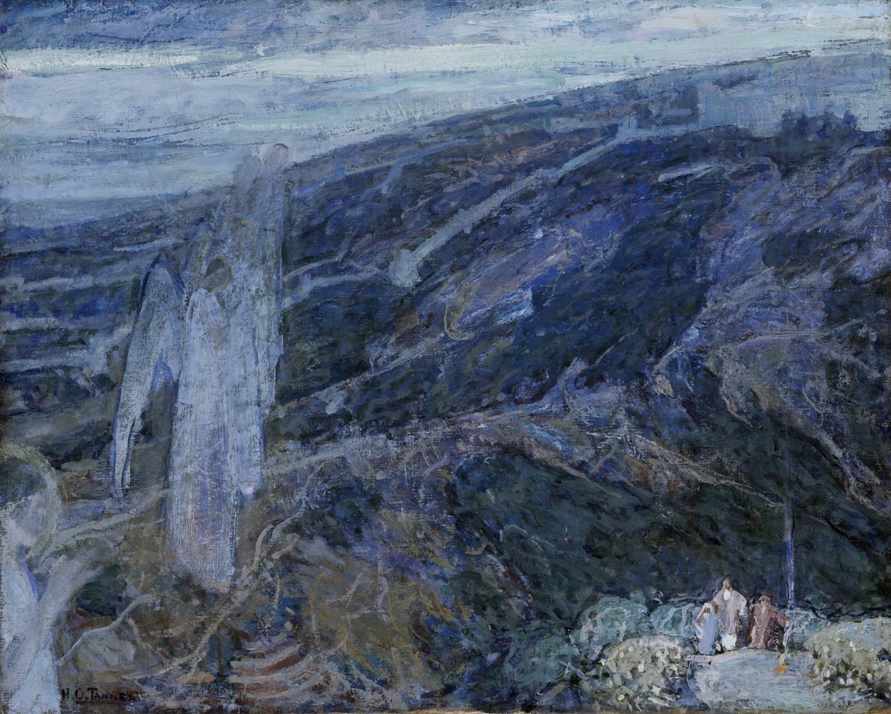Enkelit ilmestyvät paimenten eteen, n. 1910. tekijältä Henry Ossawa Tanner