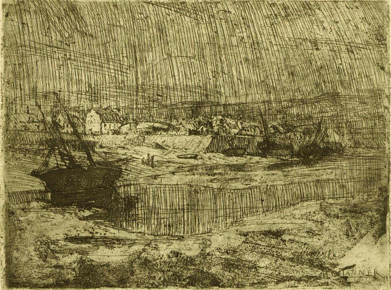 Kalastusveneiden kaatuminen, Bretagne tekijältä Henry Ossawa Tanner