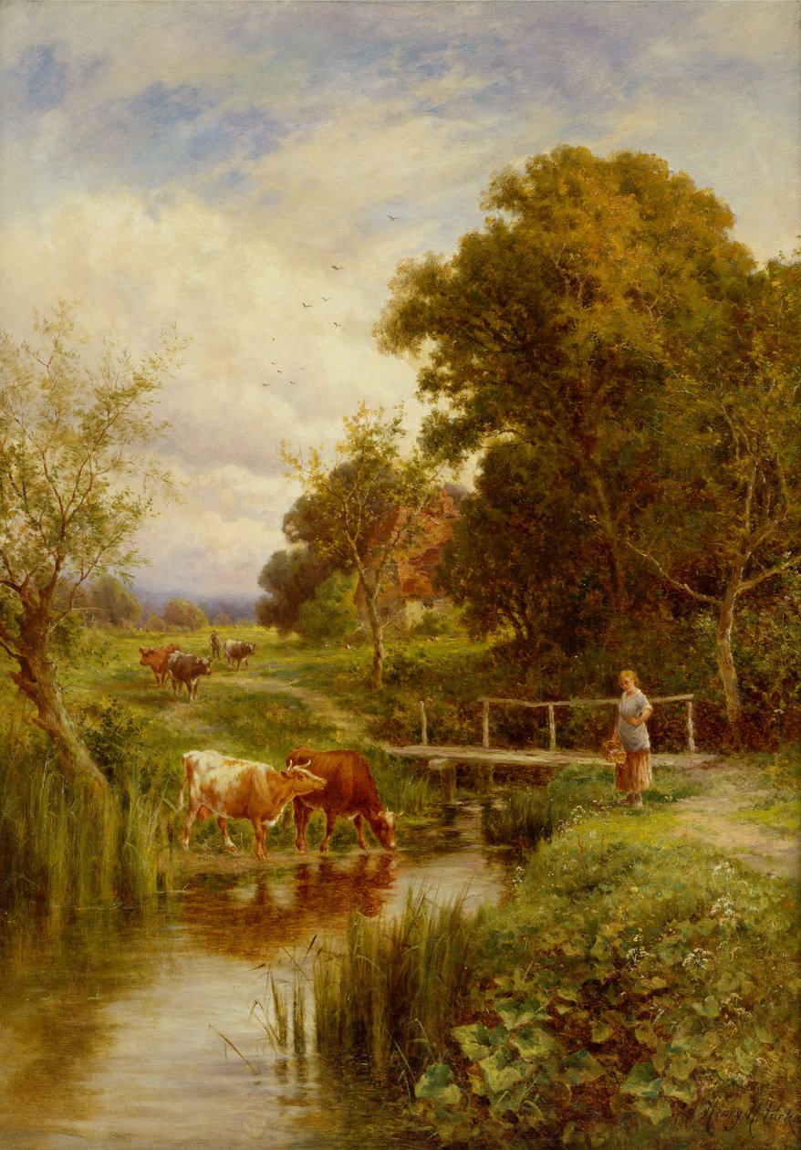 Across the Stream, Midgham, Berkshire (öljy kankaalle) tekijältä Henry Parker