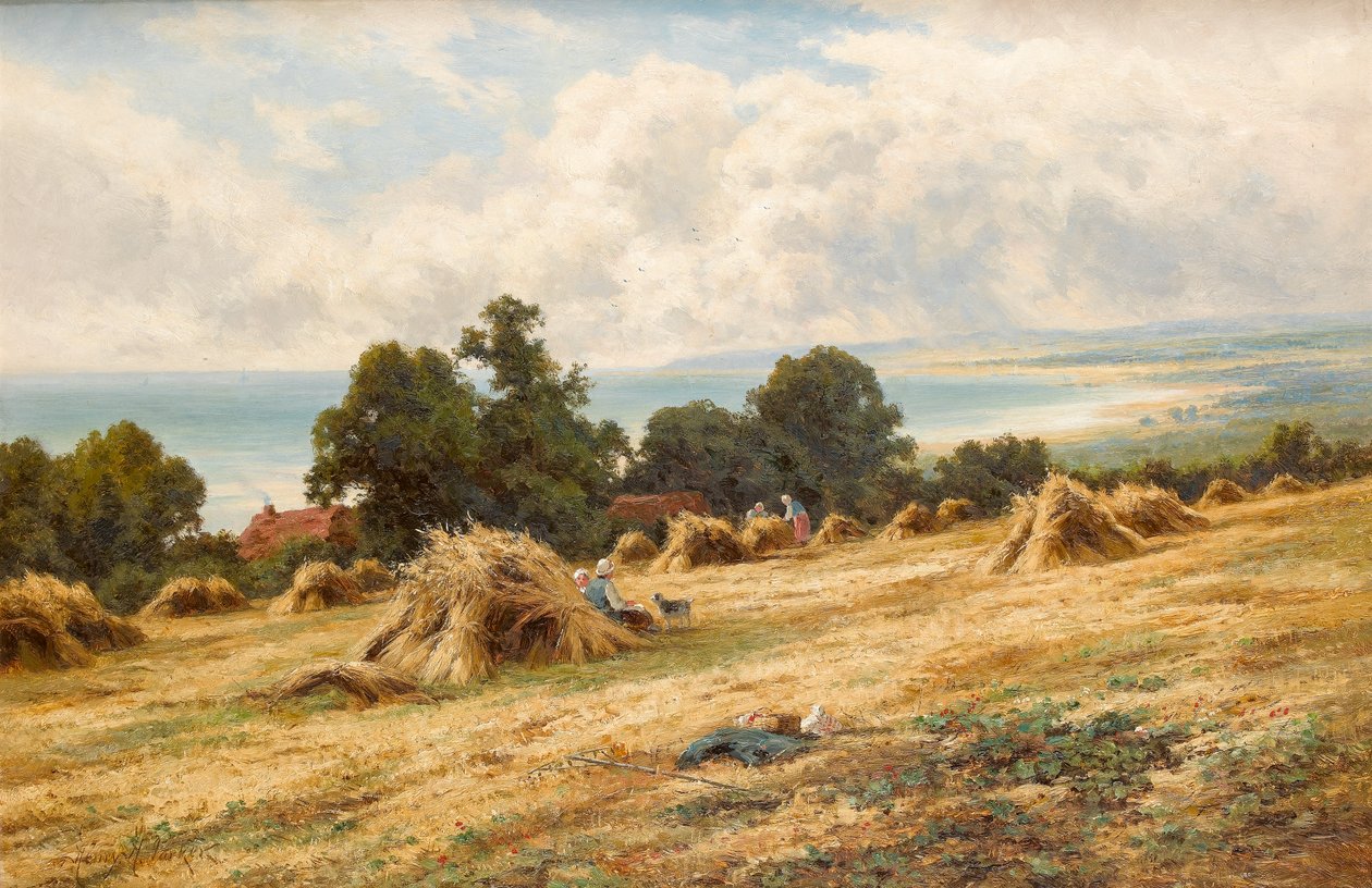 Sadonkorjuuaika Sussexin rannikolla lähellä Worthingia tekijältä Henry Parker