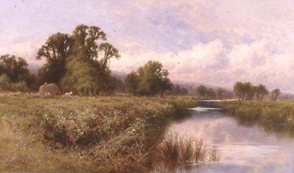 Niittymaisema lähellä Marlow-on-Thamesia (öljy kankaalle) tekijältä Henry Parker