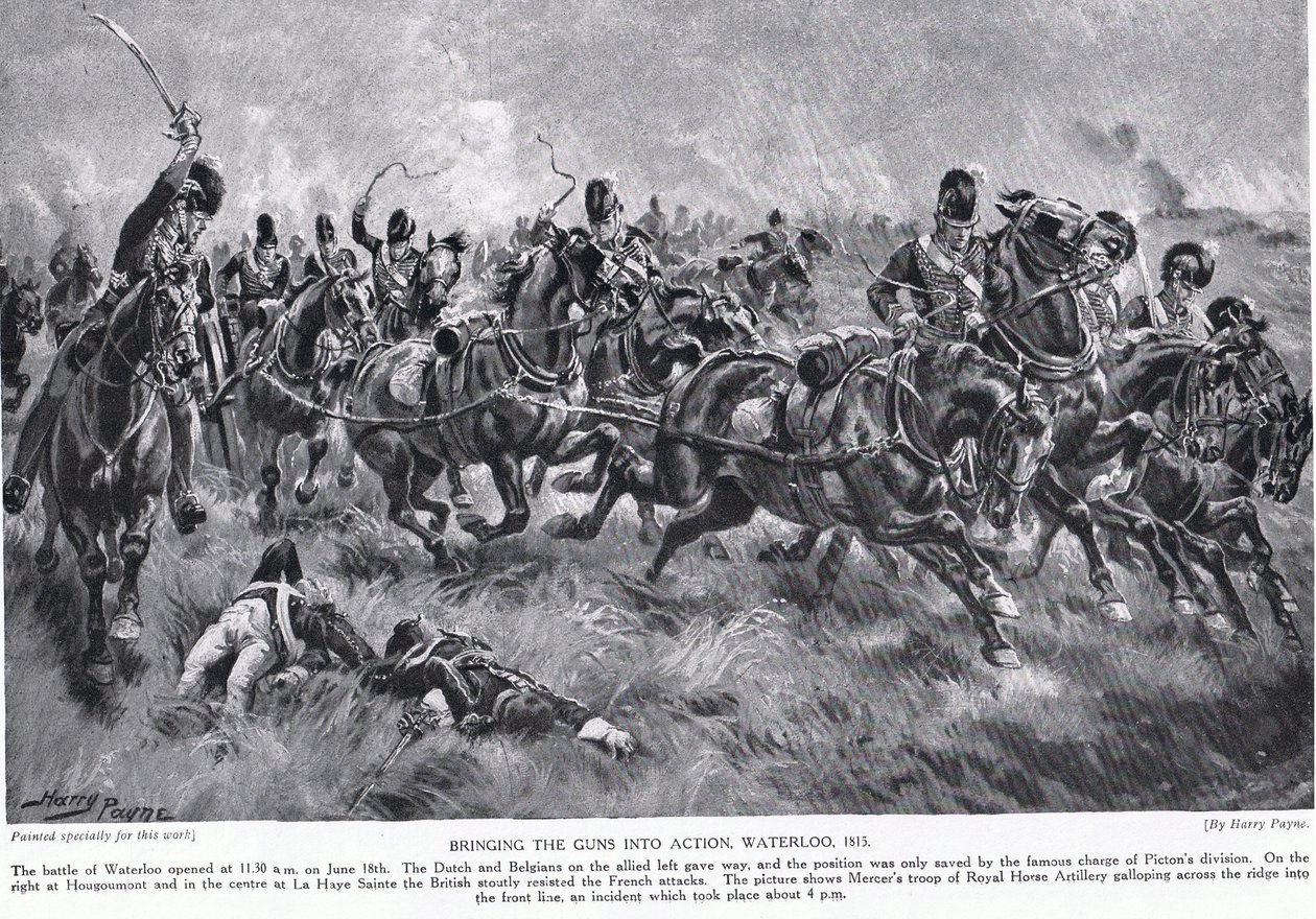 Tykkien käyttöönotto, Waterloo, kuvitus teoksesta 