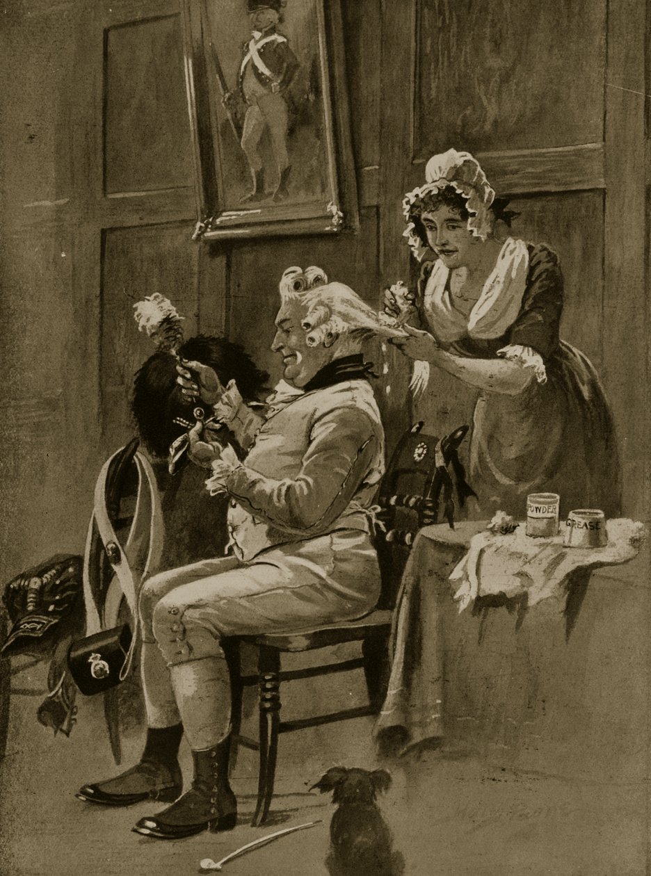 Valmistautuminen paraatiin, 1799, kuvitus teoksesta "Hutchinson