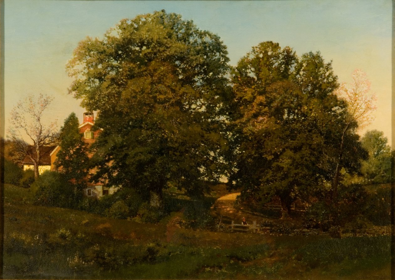 Old Oaks at Sunset (öljy kankaalle) tekijältä Henry Pember Smith