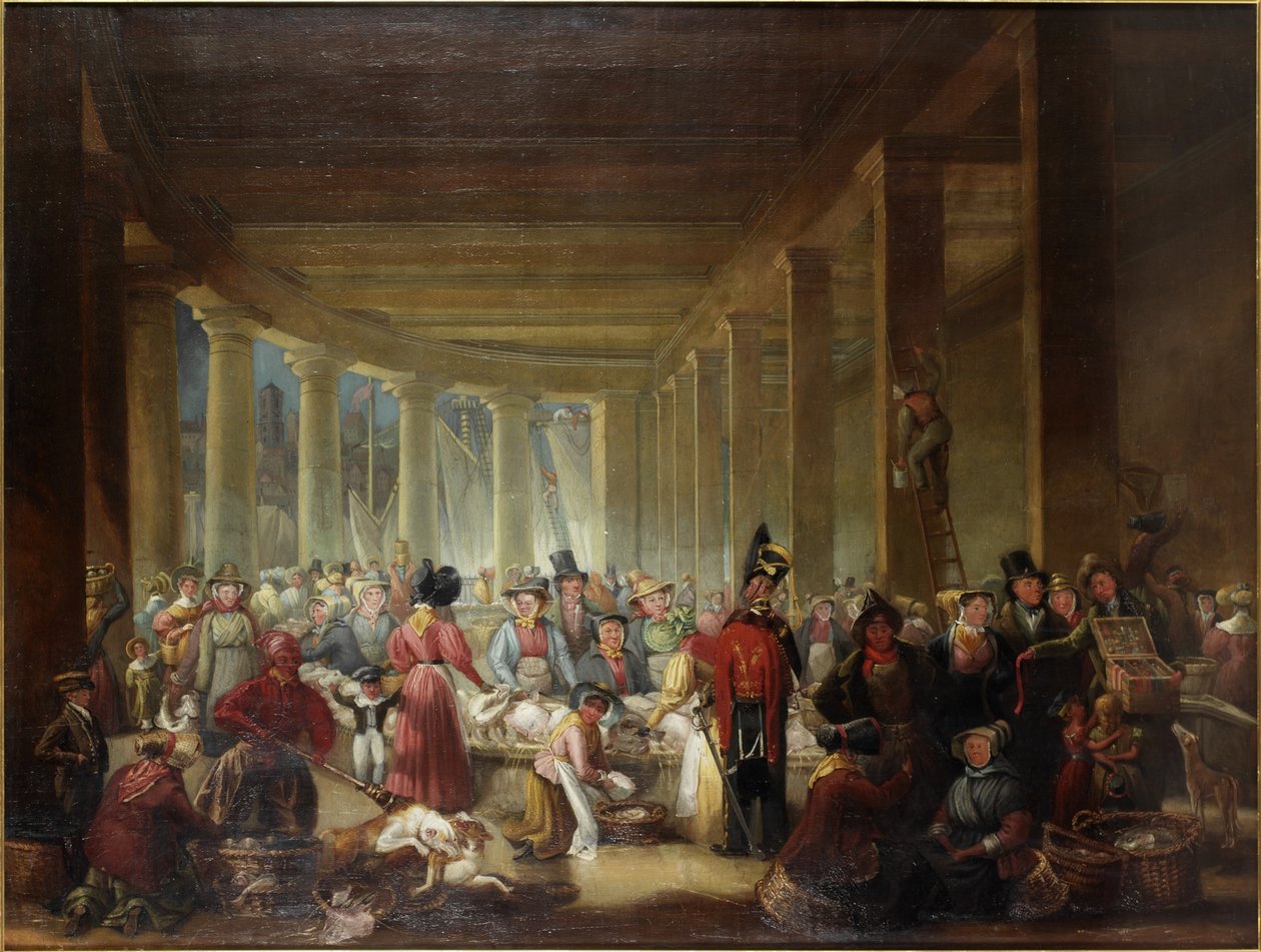 Old Fish Market, Sandhill, Newcastle upon Tyne (öljy kankaalle) tekijältä Henry Perlee Parker
