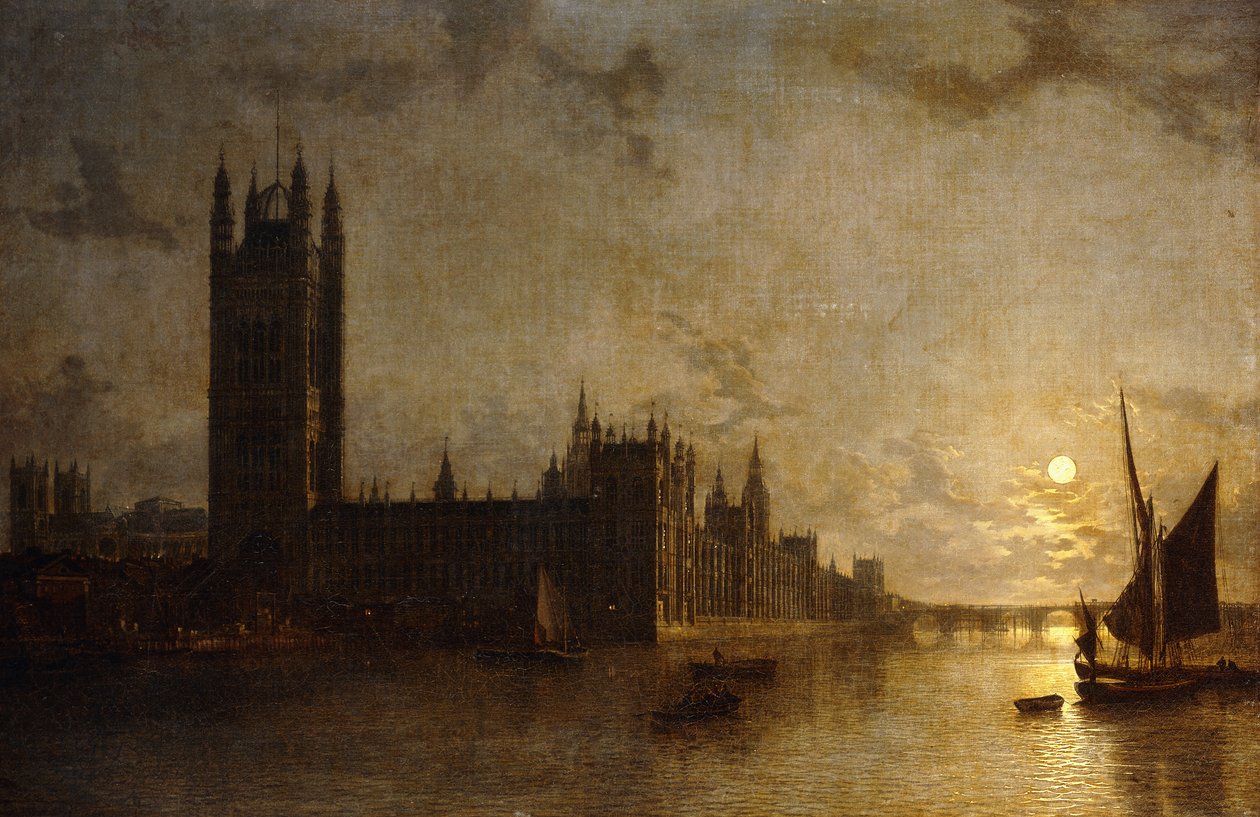 Westminster Abbey, Parlamenttitalo ja Westminster Bridgen rakentaminen, 1859 tekijältä Henry Pether