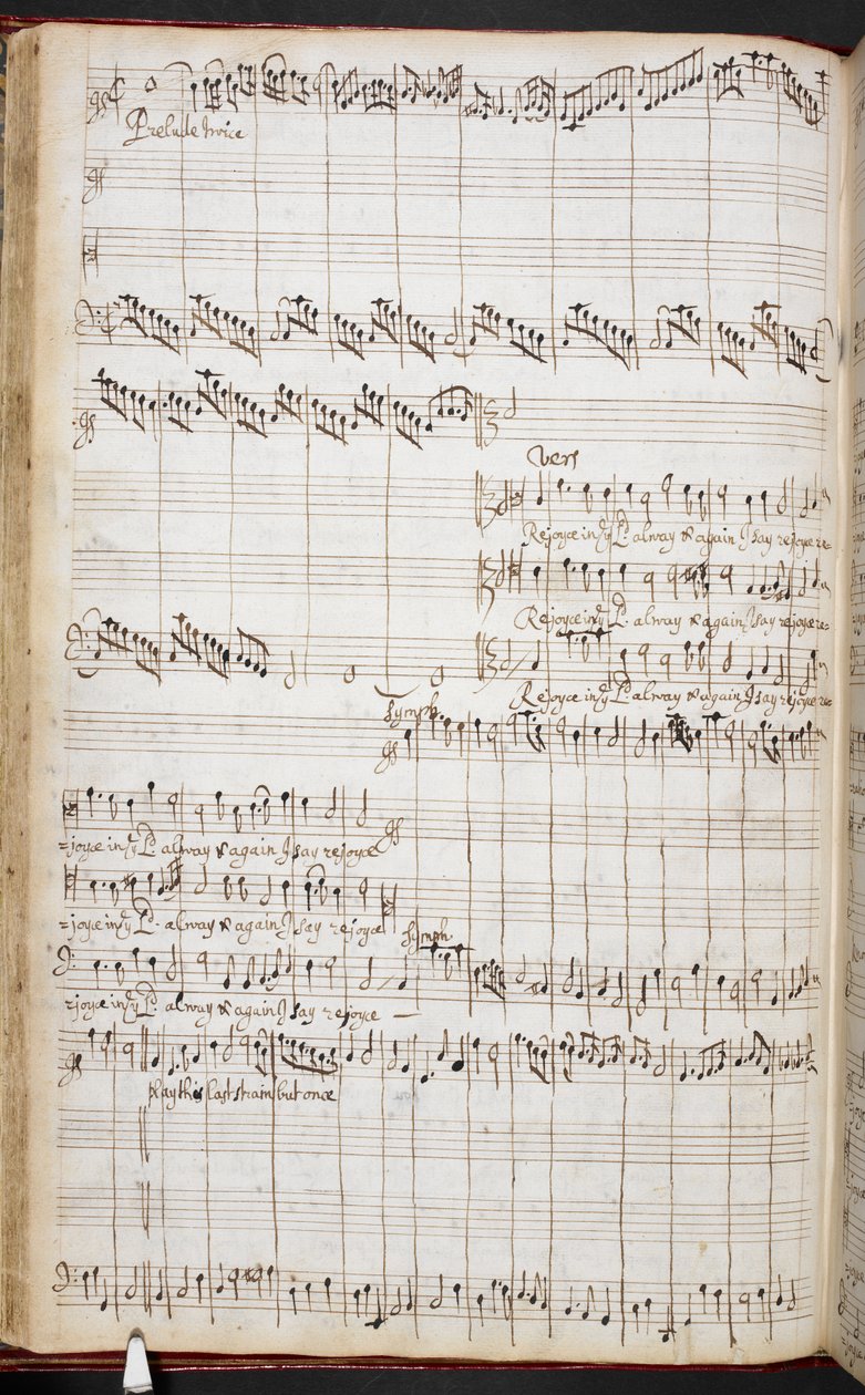 Purcellin nimikirjoitus "Iloitkaa Herrassa aina", R.M.20.h.8, f.37v, n.1680-90 (kynä ja muste paperille) tekijältä Henry Purcell