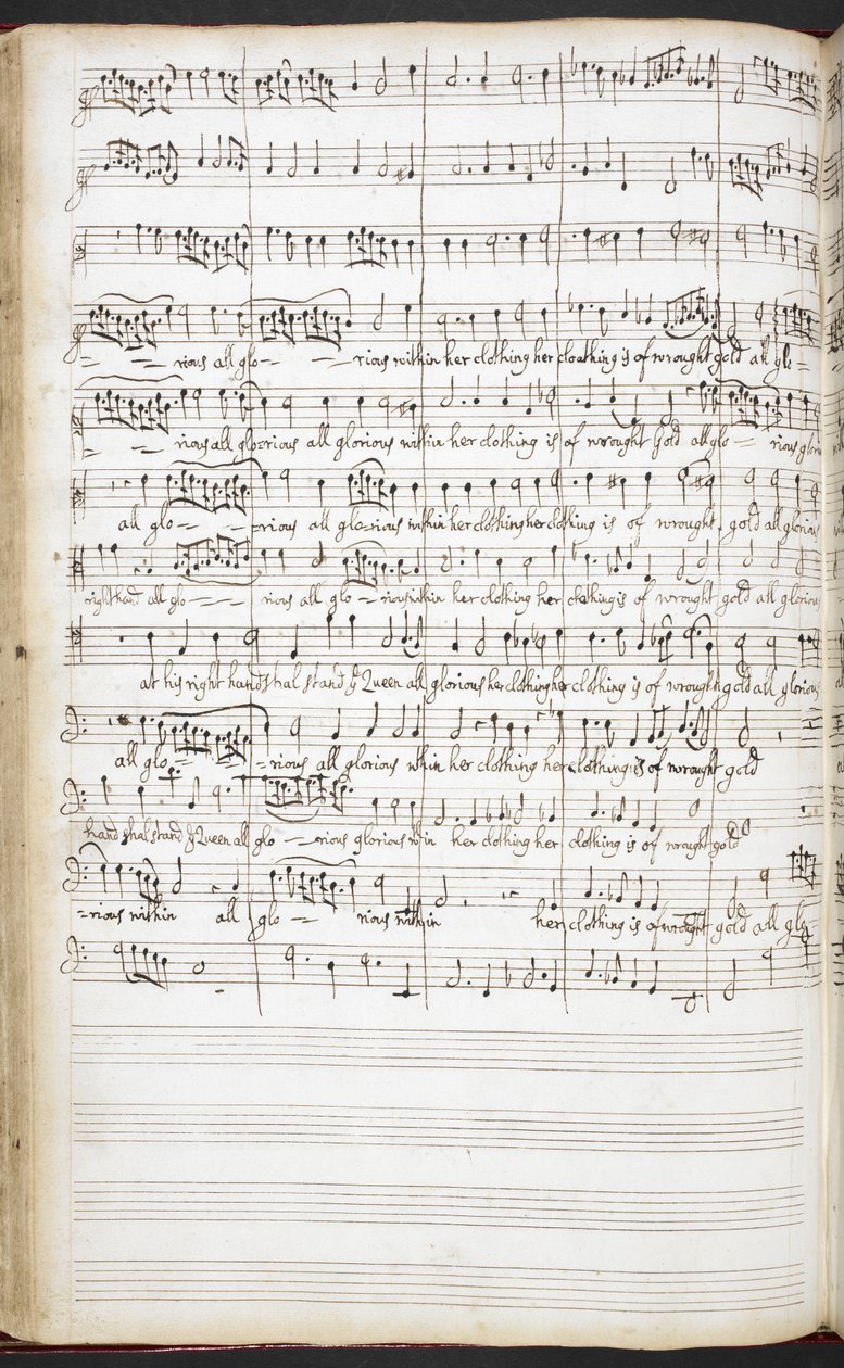 R.M.20.h.8 f.56v Nimikirjoitus käsikirjoitus hymneistä, tervetulolauluista ja soololauluista, n. 1680-1690 (muste paperille) tekijältä Henry Purcell
