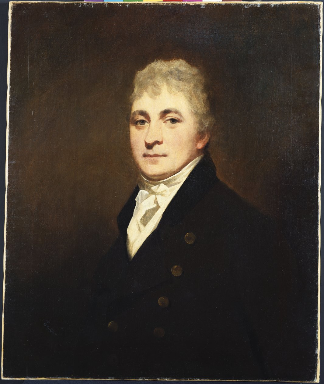 Thomas Bisslandin muotokuva, puolipitkä, yllään musta takki ja valkoinen kangas tekijältä Henry Raeburn