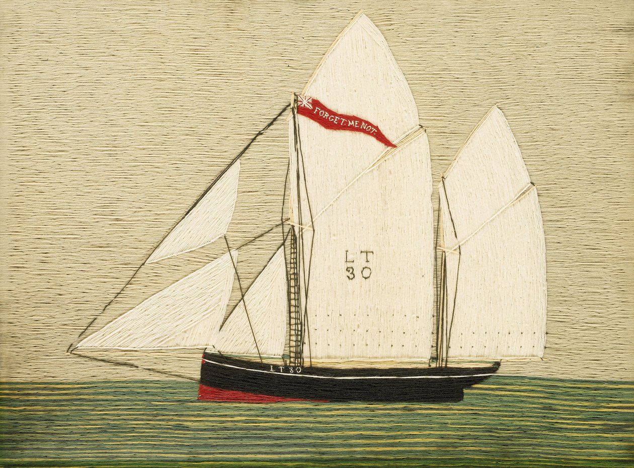 Troolari "Forget Me Not", joka on rakennettu vuonna 1883 Brixhamissa (Englanti). Henry Robert Fisherin () tekemä villakirjonta, ennen vuotta 1909. tekijältä Henry Robert Fisher
