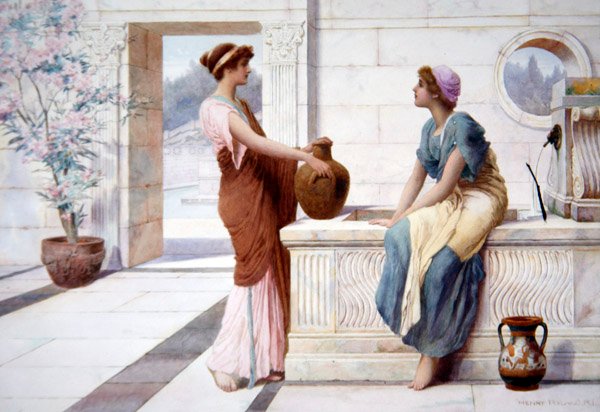 Gossip, n.1895 (akvarelli laivalla) tekijältä Henry Ryland