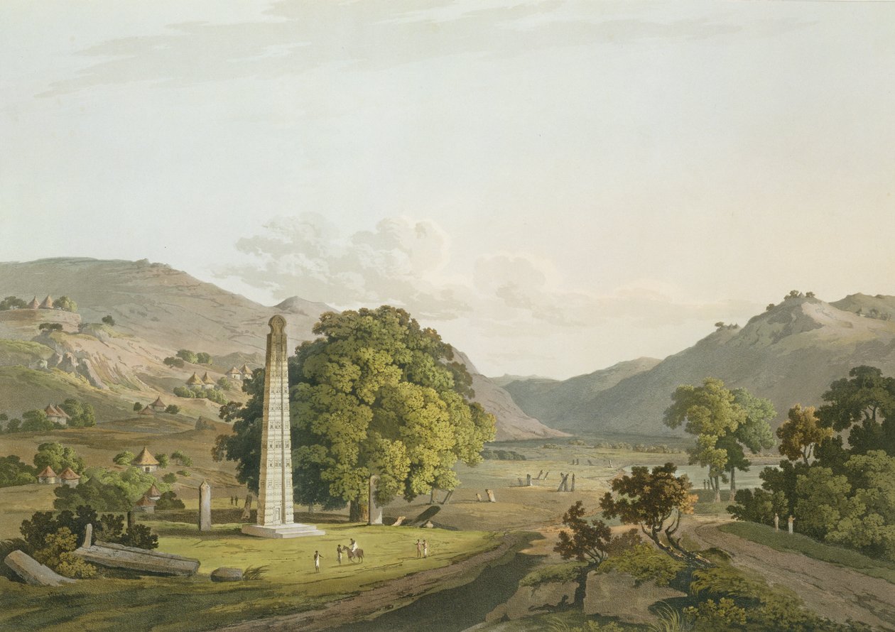 Axumin obeliski, kaiverrus Daniel Havell (1785-1826) 1809 (akvatinta) tekijältä Henry Salt