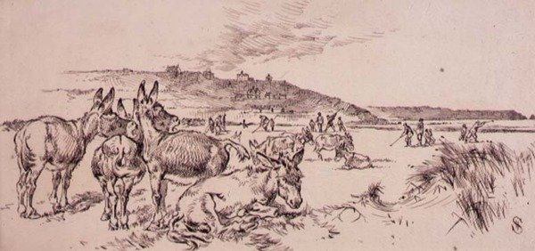 Aasit golfkentällä, kuvitus Graphic-lehdestä, pubi. noin 1870 (litho) tekijältä Henry Sandercock