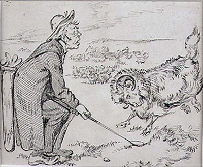 Yllättynyt golfaaja, kuvitus 
