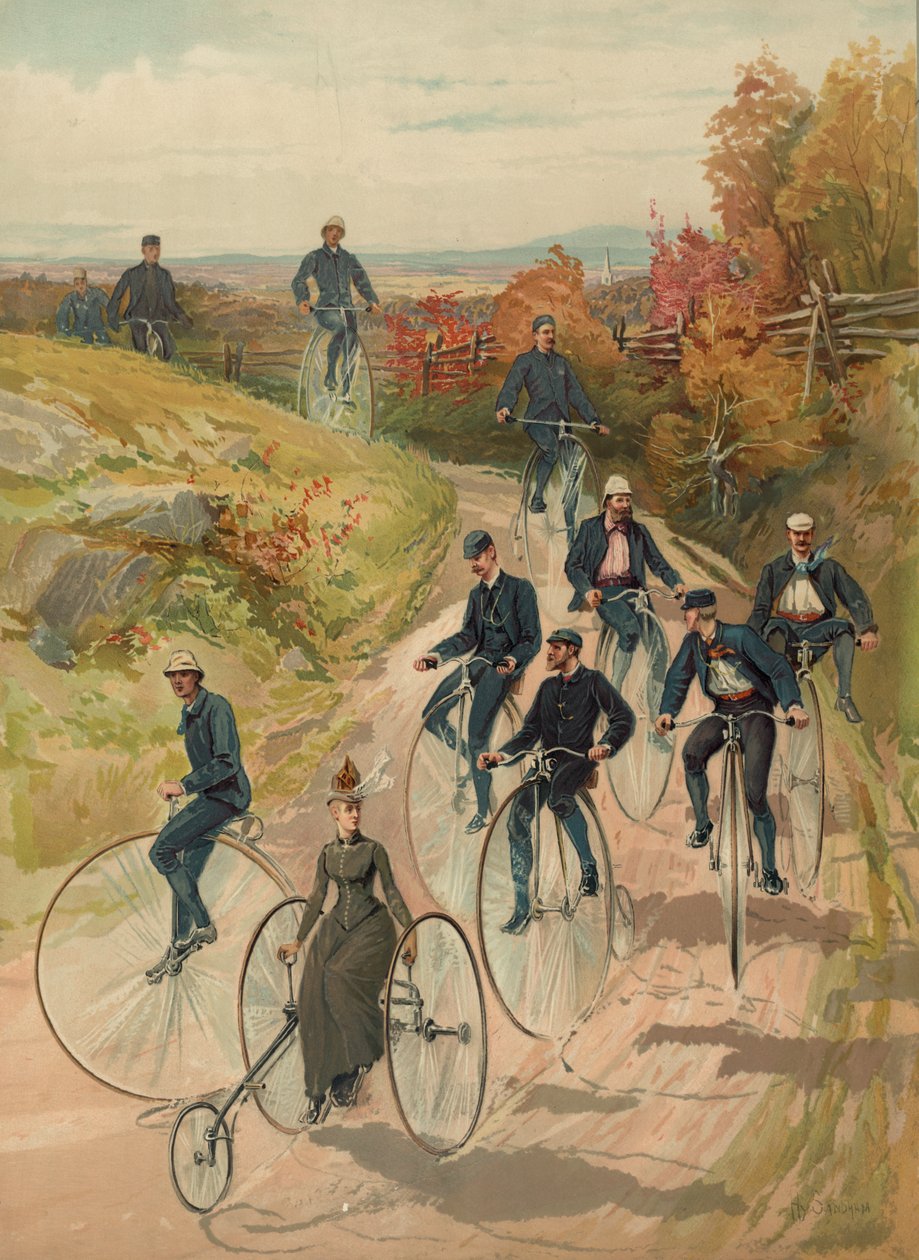 Pyöräily, n. 1887 tekijältä Henry Sandham