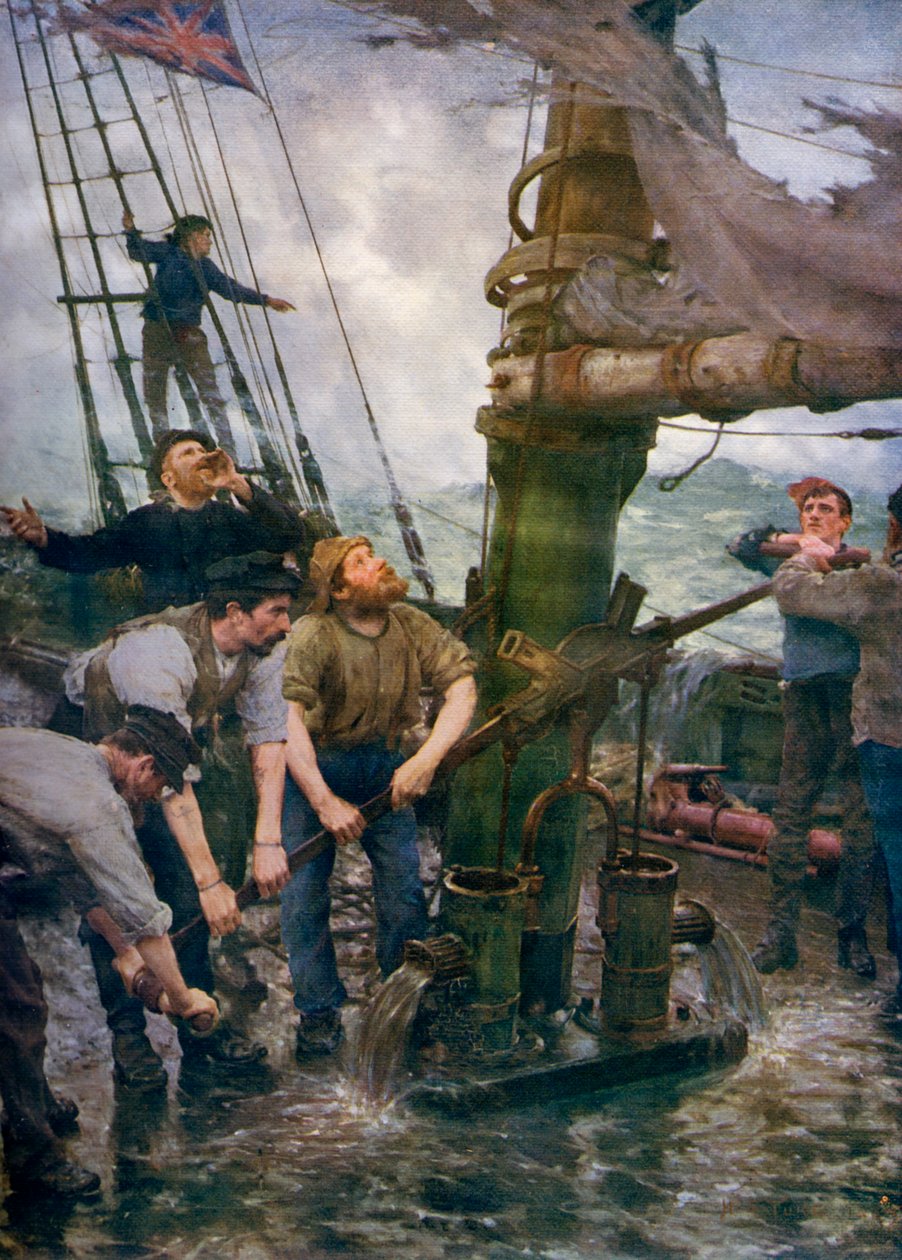 Kaikki kädet pumppuihin, 1888-1889, 1912. tekijältä Henry Scott Tuke