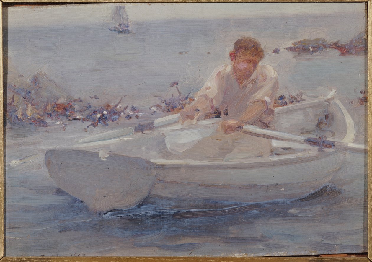 Mies soutuveneessä, 1907 tekijältä Henry Scott Tuke