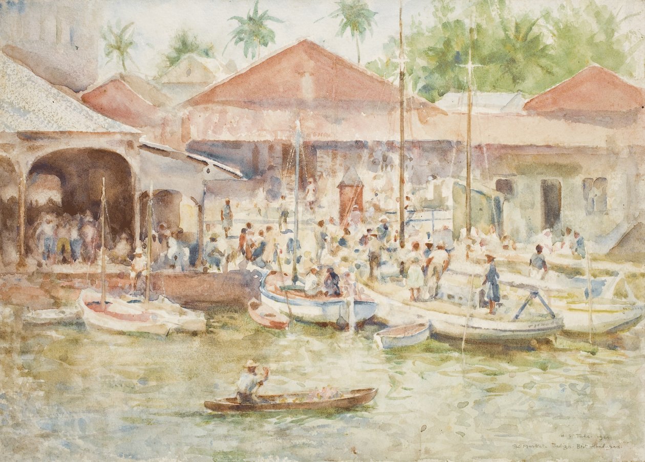 The Market, Belize, Brittiläinen Honduras, 1924 tekijältä Henry Scott Tuke