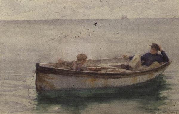 Kaksi poikaa soutuveneessä tekijältä Henry Scott Tuke