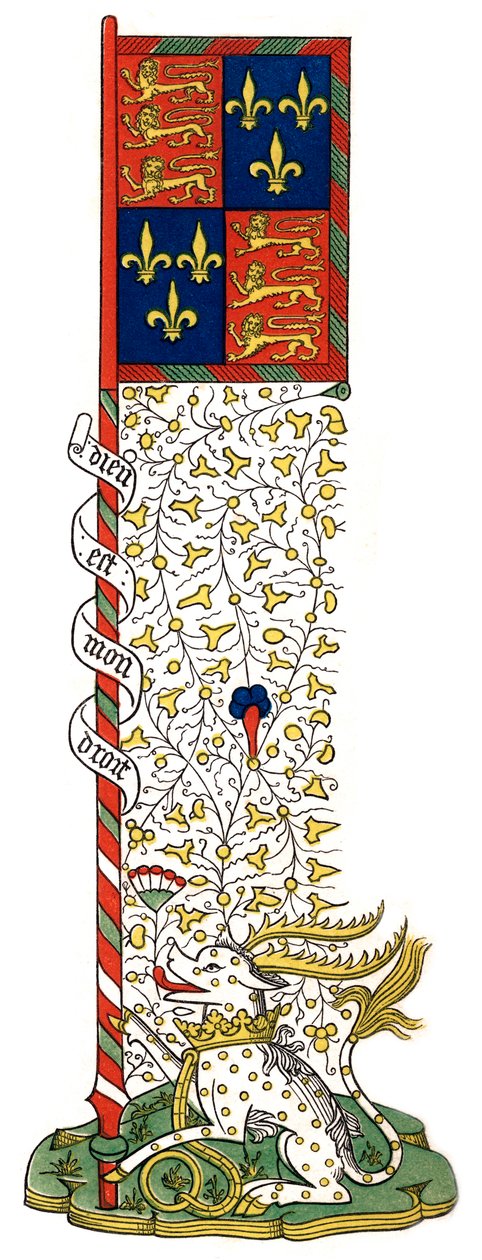 Englannin ja Ranskan aseiden lippu, neljäsosa, c1445, 1843. tekijältä Henry Shaw