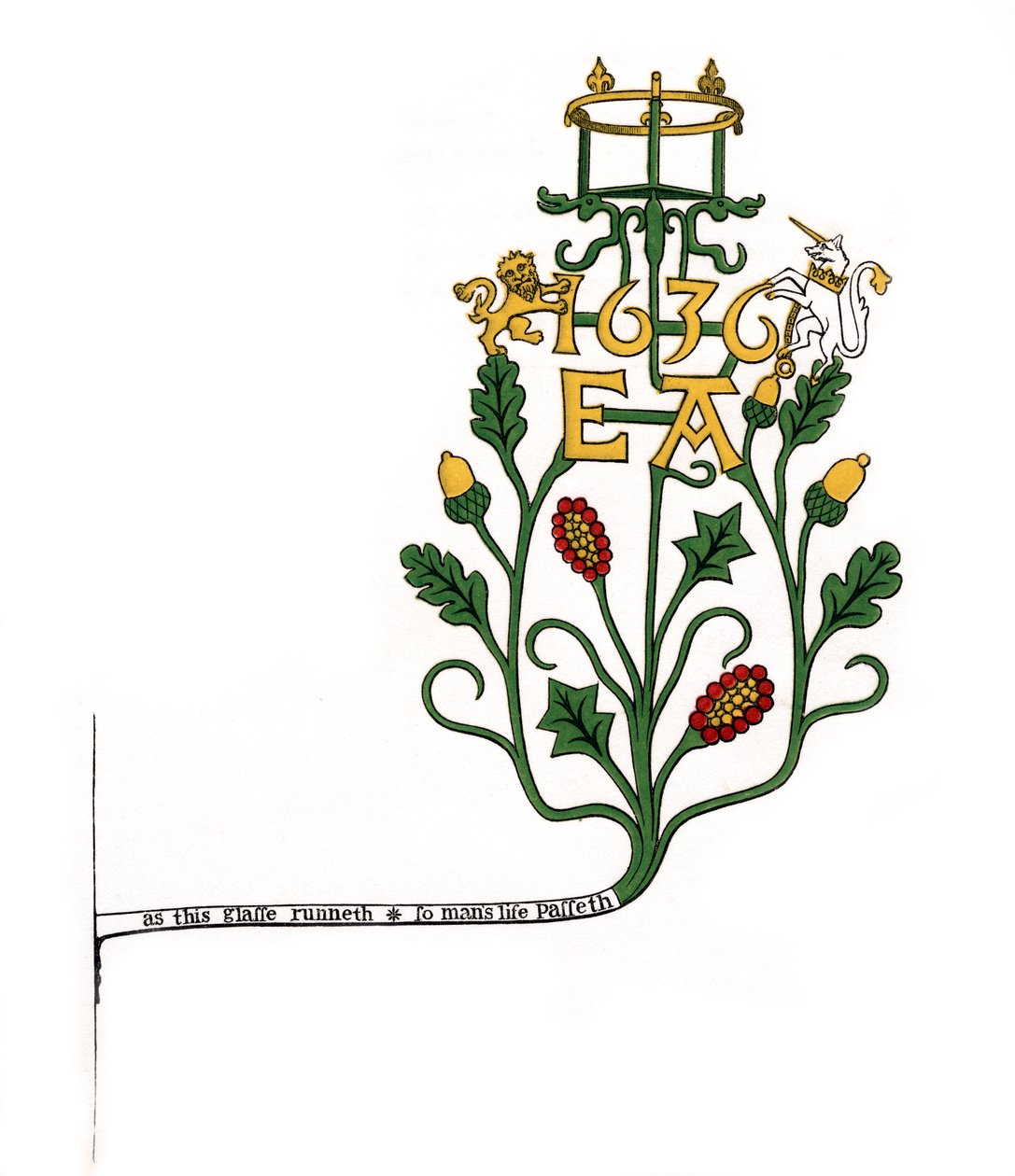 Kiinnike tiimalasiin, 1636, 1843. tekijältä Henry Shaw