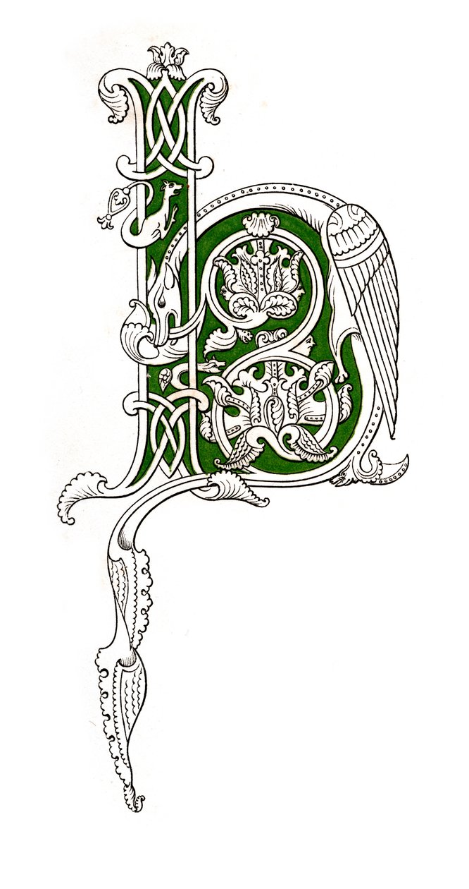 Alkukirjain H, 1100-luku, 1843. tekijältä Henry Shaw