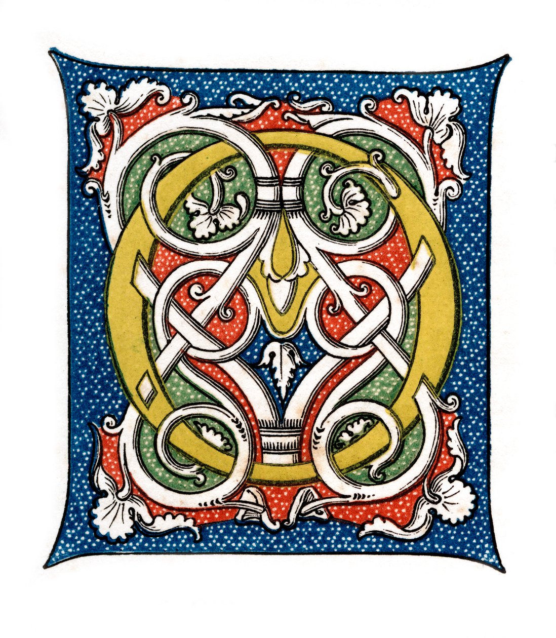Alkukirjain O, c1400-luku, 1843. tekijältä Henry Shaw