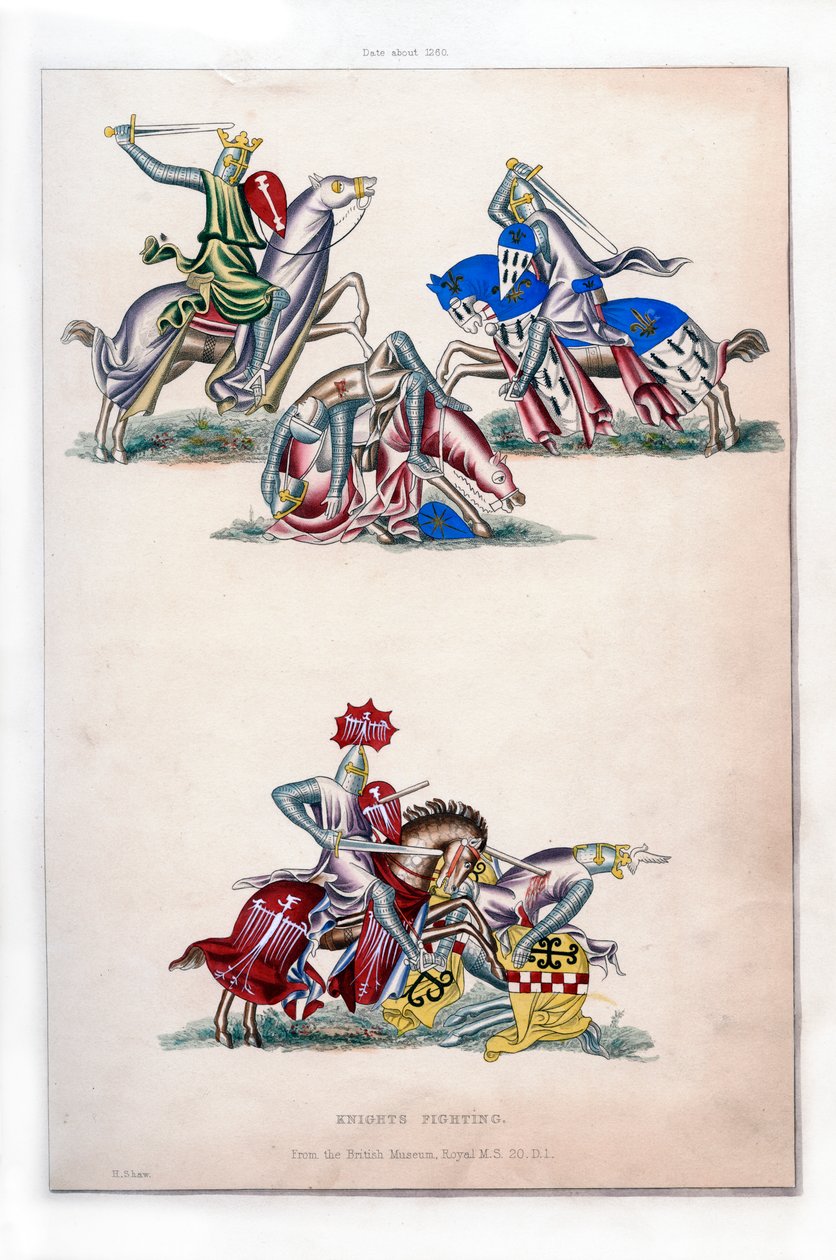 Ritaritaistelut, c1260, 1843. tekijältä Henry Shaw