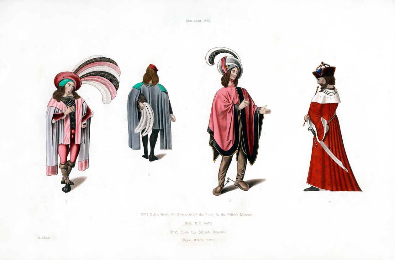 Miesten mekko, c1480, 1843. tekijältä Henry Shaw