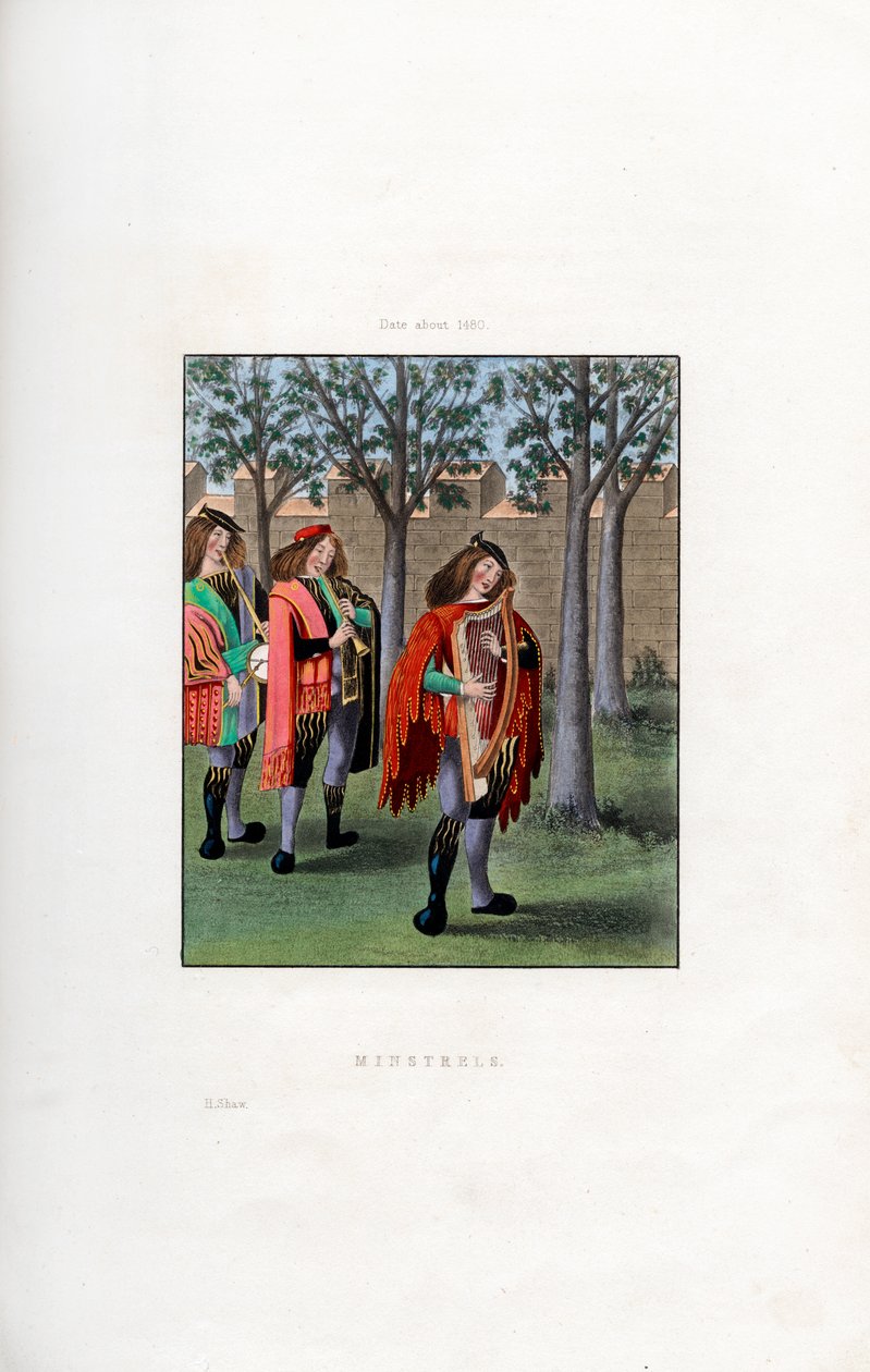 Minstrels, c1480, 1843. tekijältä Henry Shaw