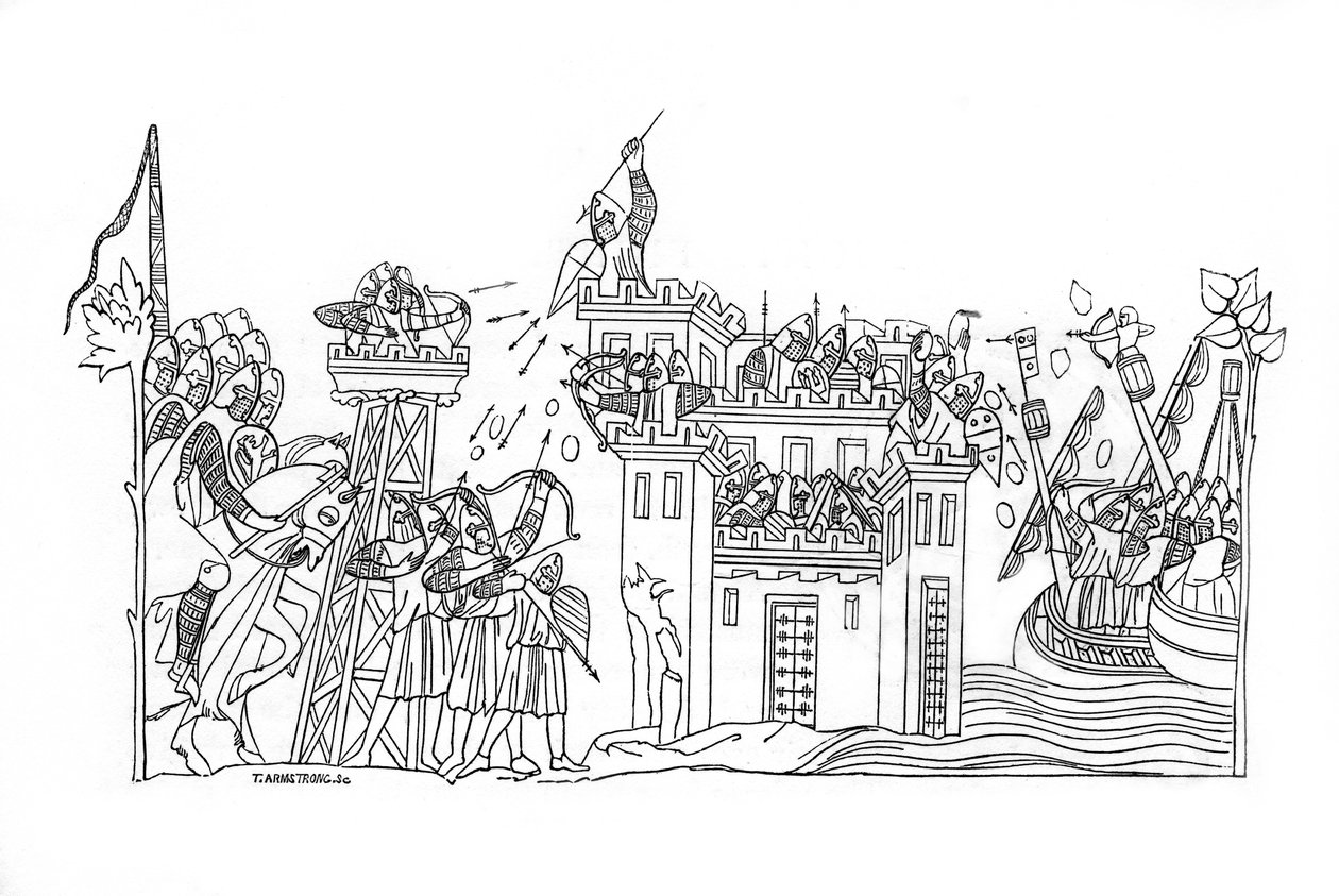 Piirityskohtaus, c1260, 1843. tekijältä Henry Shaw