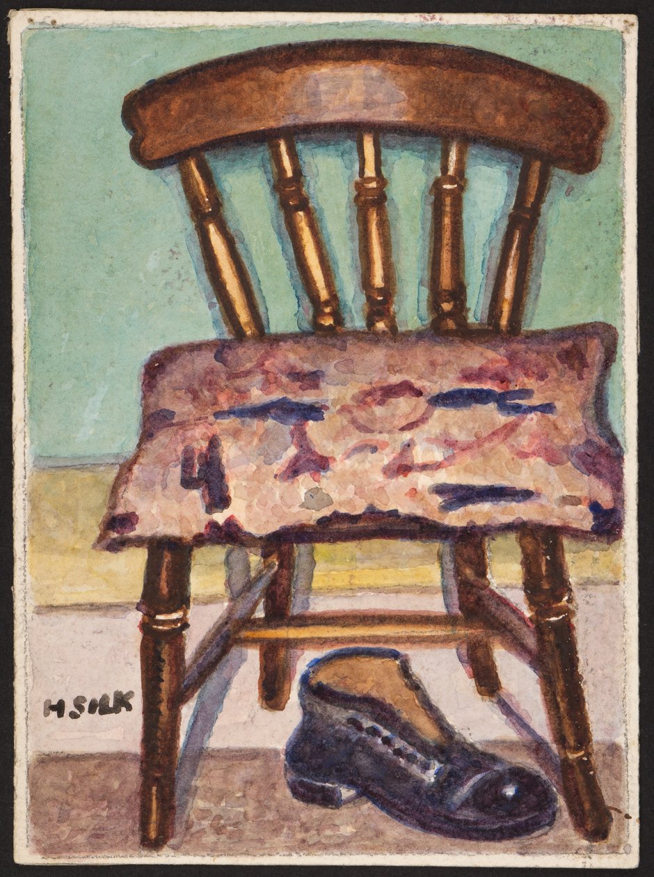 Keittiön tuoli ja saappaat, n. 1930 tekijältä Henry Silk