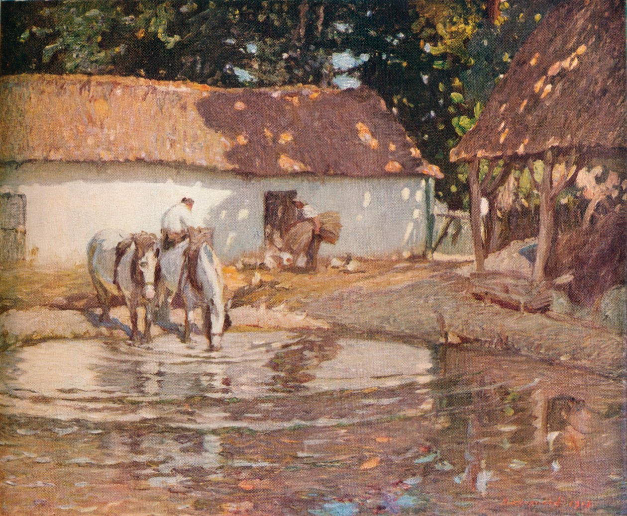 Picardy Farmyard, c1900 tekijältä Henry Silkstone Hopwood